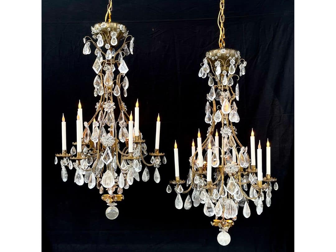 Lustre français ancien en cristal et bronze, datant d'environ 1880 à