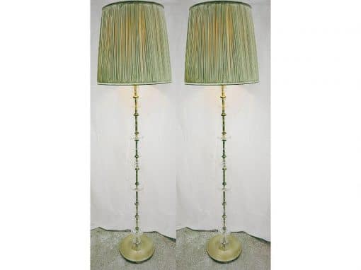 Floor lamp in cut crystal and brass