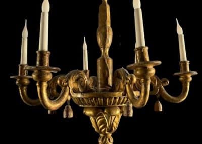 Golden wood chandelier