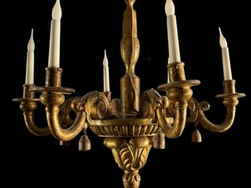 Golden wood chandelier