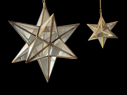 Pair of star-shaped pendant lights